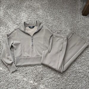 Beige Quarter-Zip Sandwash Set